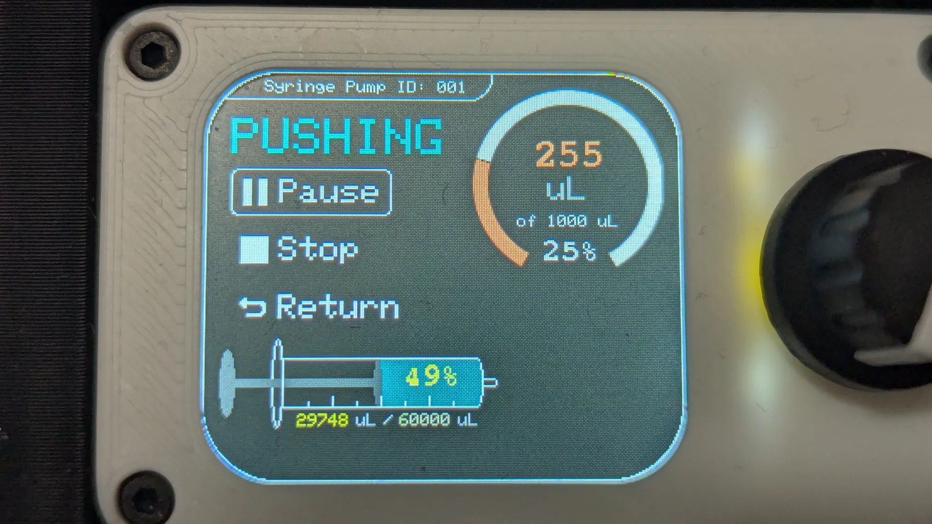 Screen UI options menu during use